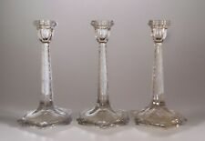 Matched Set Of Three Vintage Glass 9 3/8” Hand-Cut Candle Holders picture