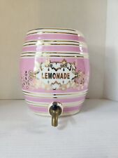 Vintage Two’s Company Ceramic Pink Gold Lemonade Drink Dispenser Jug Pitcher picture