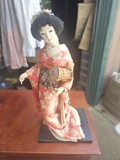 Beautiful GEISHA DOLL Japanese Vintage Doll Orange Kimono picture
