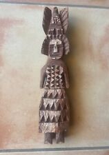 Vintage Folk Art Mexican Wooden Totem Doll Tarahumara Rarámuri Pine Bark Carving picture