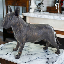 Lifelike Bull Terrier Dog Sculpture Majestic Standing Figurine Home Decor picture