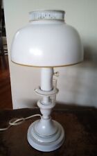 Vintage MCM Metal Table Lamp White Portable Dome Mushroom Hurricane 14” Works picture