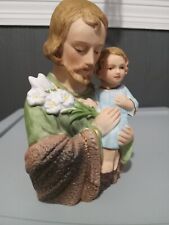 Vintage Hand Painted Japan St. Joseph & Baby Jesus Figurine Sculpture  picture