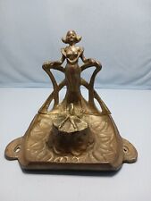 Art Nouveau Brass Woman Inkwell picture