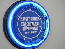 Massey Harris Farm Tractor Barn Garage Dealer Man Cave Neon Wall Clock Sign picture