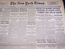1936 JULY 21 NEW YORK TIMES - REVOLT IN MADRID CRUSHED - NT 2066 picture