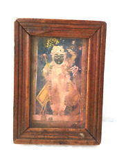 Old Vintage God Srinath Ji  Rare Print In Miniature Wooden Frame Collectible picture