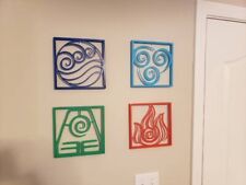 Anime Inspired Four Elements Wall Art, Earth, Water, Air, Fire. picture