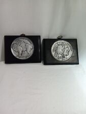 Vintage Plaster Buffalo Nickel Wall Plaques | Large  Coin Home Decor. Nice Cond. picture