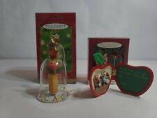 2 Hallmark Keepsake Christmas Ornament No. 1 Teacher glass 2001 New In Box &  picture