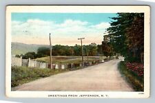 Jefferson NY, Scenic Greetings, Roadway, New York Vintage Postcard picture