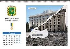 Ukraine NEW CALENDAR 2024 Kharkiv-hero city.Before war and now. Kharkov picture