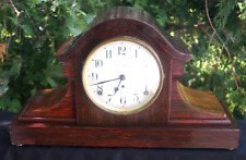 Antique 1910s Seth Thomas Adamantine BURLED Tambour Mantle Clock - RUNS - VIDEO picture