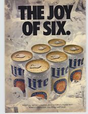 1989 Miller Lite Beer 6 Pack On Ice Photo Vintage Beer Print Ad  picture