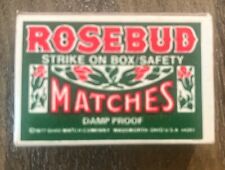 Vintage Matchbox:   ROSEBUD Strike on Box Safety Matches picture