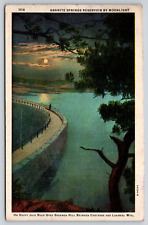 Granite Springs Reservoir by Moonlight Laramie WY 1947 Postcard Linen picture