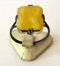 EARLY 20TH CENTURY GERMAN 830% SILVER RING WITH NATURAL BALTIC AMBER STON # 857 picture