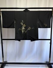 Vintage Japanese Haori Jacket - Antique Silk Haori Black Kimono Jacket picture
