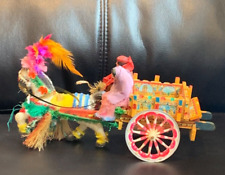 Vintage Colorful Sicilian Horse and Cart Folk Art with 2 people 10” picture
