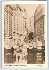 New York NY Postcard RPPC Photo Lower Broadway Cars Building c1940's Vintage picture