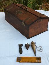 Antique Stanley Sweetheart Slant Top Wood Tool Box Old Craftsman Arts Crafts  picture