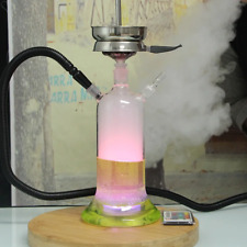 Led Lighted Two Hose Hookah and Charcoal Holder | Shisha Narguile Borosilicate picture
