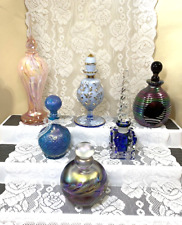 BEAUTIFUL COLLECTION OF 6 DECORATIVE ART GLASS PERFUME BOTTLES picture