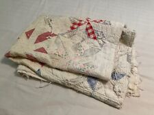 Antique Vtg QUILT Cutter 70”x44”Patchwork Hand Pieced - Distressed/Holes Crafts picture