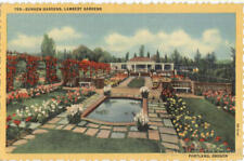 Portland,OR Sunken Gardens,Lambert Gardens Oregon Linen Postcard Vintage picture