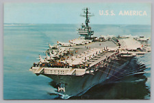 Postcard USS America CV-66 Kitty Hawk Class Aircraft Carrier 1965-Scuttled 2005 picture