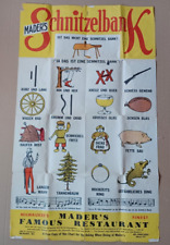 Mader's Schnitzelbank Poster Chart, Vintage Restaurant Advertisement picture