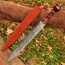 Roman Gladius - GLADIATOR SWORD, Damascus Steel 27Inch' 3-Blood Grooves, 58-HRC picture