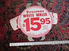 VTG FIRESTONE DEALER AD 1959 TIRE INSERT JULY 4TH SIGN FIRECRACKER WHITE WALLS picture