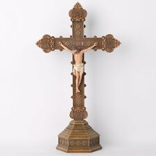 BC Catholic Crucifix Standing Cross, Tabletop Crucifix for Altar, Religious G... picture