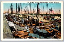 Sponge Fleet Harbor Tarpon Springs Florida American Flags Sailboats VNG Postcard picture
