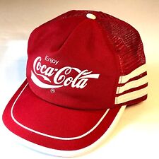 Vtg 1970 80's Coca Cola COKE Mesh TRUCKER Hat RED Baseball Cap USA MADE Soda Pop picture