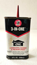 Vintage 3-IN-ONE Multi-Purpose Oil 8 oz Tin Can - Never Opened - Missing Cap picture