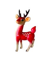 Vintage Rubber Red Christmas Reindeer Movable Head Jewel Eyes 7 1/2