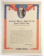 Original WWI Forth Liberty Loan Woodrow Wilson Poster WW1 Near Mint picture
