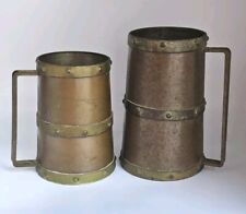 Set of 2 Vintage Copper & Brass Tankards Rustic Primitive Made in Mexico 6