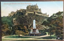 Vint. c1910 Edinburgh Castle And Ross Fountain Scotland Postcard UNPOSTED COLOR picture