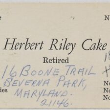 1960s Herbert Riley Cake Retired 16 Boone Trail Severna Park Maryland picture