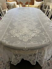 Vintage Laura Ashley Lace Tablecloth Shabby Approx 100” X 56” Rectangle  picture