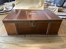 Vintage copper wooden cigar box /factory Number 136 .coll.dist.fla. 100 picture