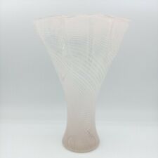 Vintage Scalloped Pale Pink Cream  Ribbon Swirl Vase  11.75