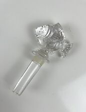 Vintage MCM Glass Crystal Decanter Bottle Stopper Heavy Fish Shaped Barware picture