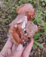 Natural Lustrous Polygon, Orange-Red Calcite Crystalline Mineral Rough picture