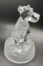 Vintage Cristal Dog Terrier D’Arques Frosted Base Glass Statue Paperweight picture
