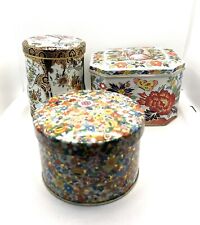 Tin Box Co. Designed By Daher NY Made In England Vintage Floral Tins Set Of 3 picture