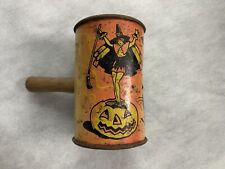 KIRCHHOF Halloween Tin Cylinder Rattle Noisemaker Sexy Witch Pumpkin BlackCatBat picture